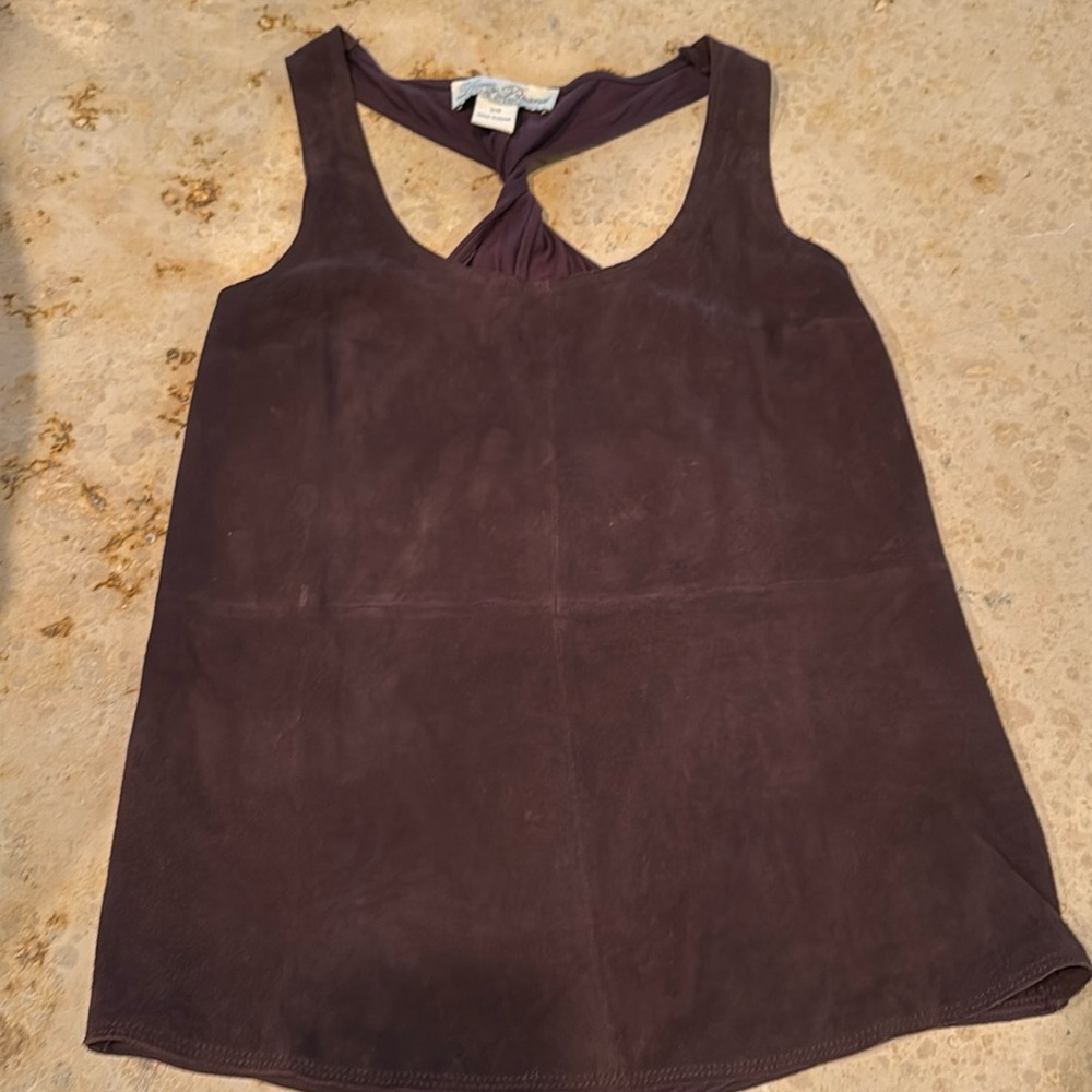 Lucky Brand size XS brown suede and cotton cami top